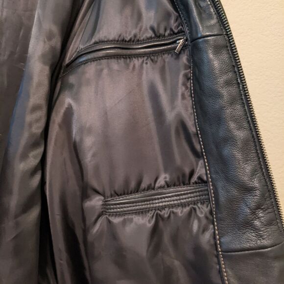 ROUNDTREE AND YORK Men Black Lambskin Leather Jacket XL - Picture 5 of 16
